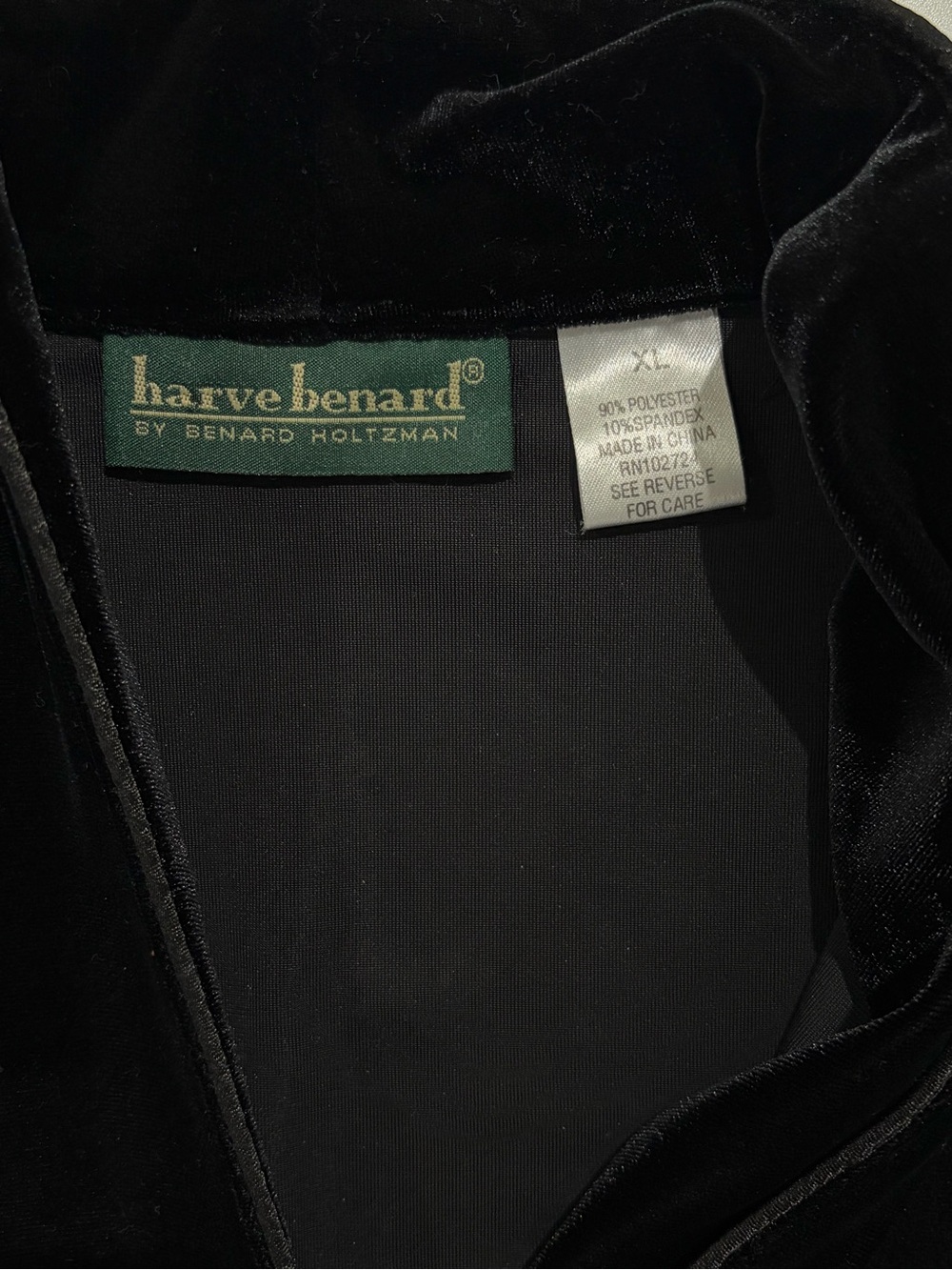 Harve Benard Black Velvet Button Blazer Jacket (XL) - Picture 3 of 8